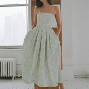 Coco Shop Nicole Dress Breadfruit Sage Green Cotton Sleeveless Maxi Dress Size M